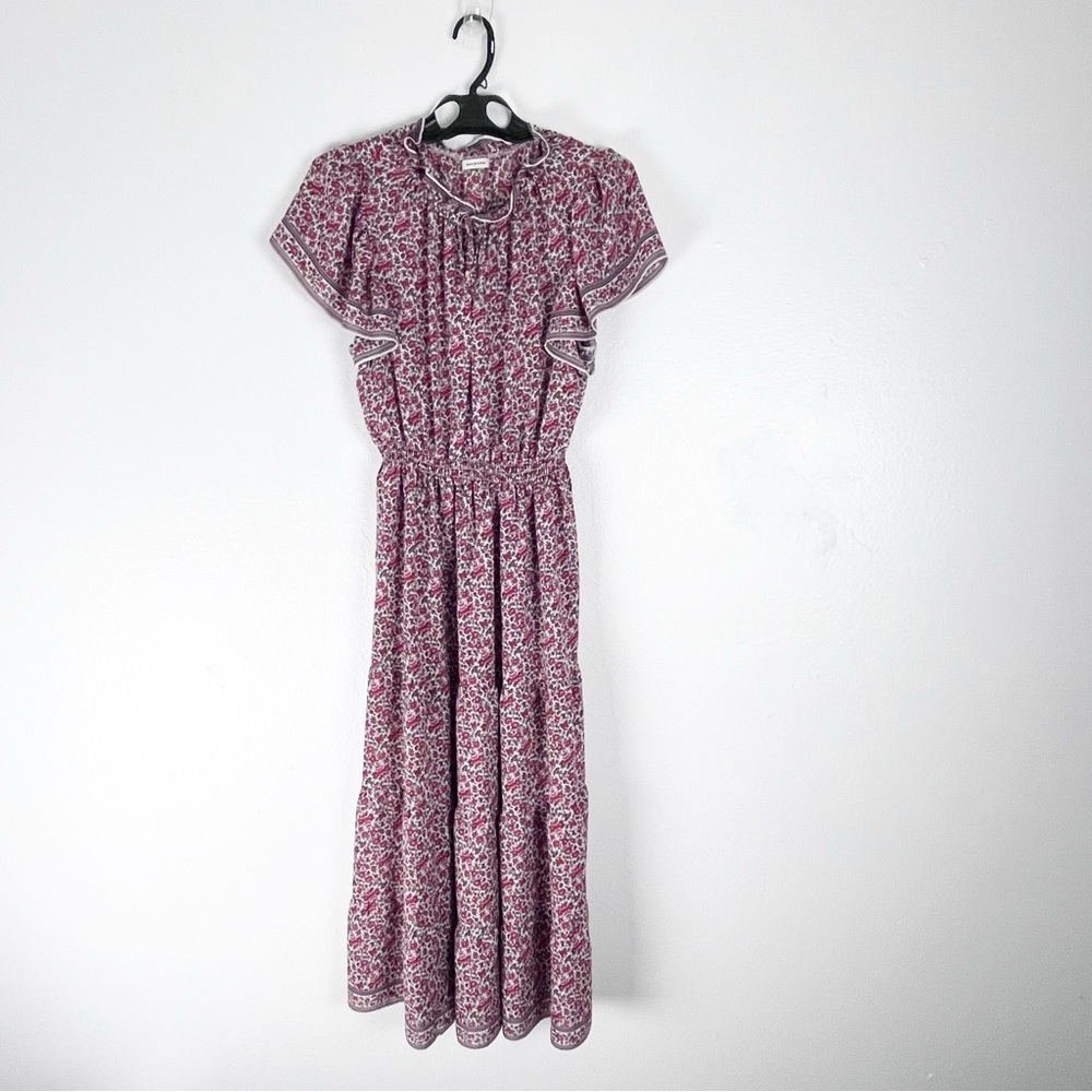MAX STUDIO Ditzy Floral Tiered Ruffle Short Sleeves Maxi Dress Small Boho Prarie